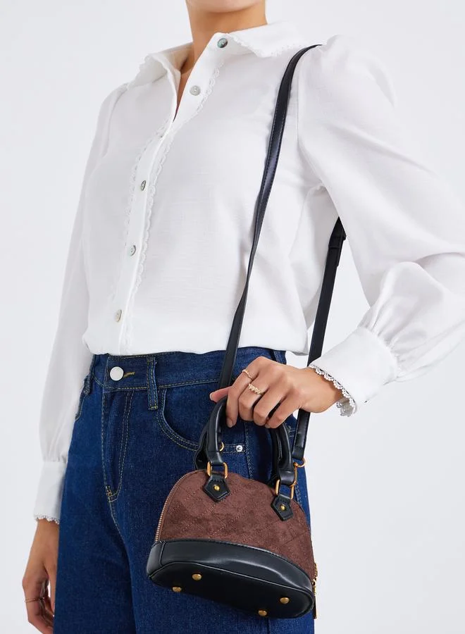 Styli Coffee Brown Quilted Dome Handbag